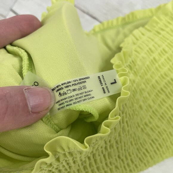 Go Coco Bandeau Top & Tie Side Bikini Bottom Set Sz L Celery Green NWT - Picture 4 of 9